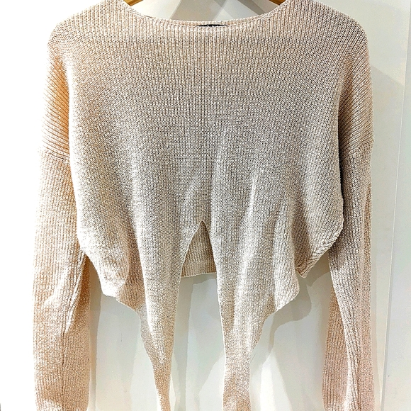 Girls Sisley sparkly soft pink tie sweater - Picture 3 of 5